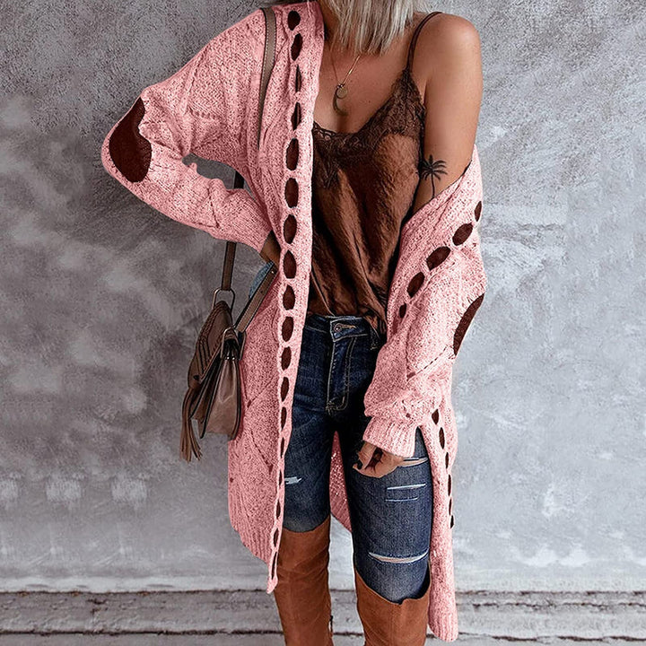 Elodie - Lang Gebreid Vest met Capuchon - Oversized & Warm met Elleboogstukken