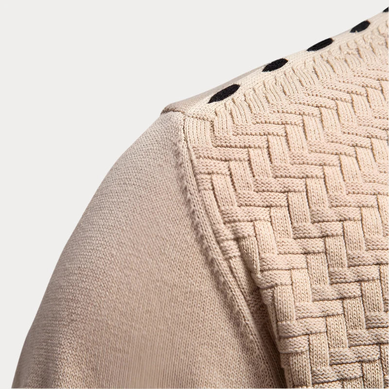 Olivier | Zachte ademende katoenmix herfst cardigan voor heren met V-hals en klassieke knoopsluiting