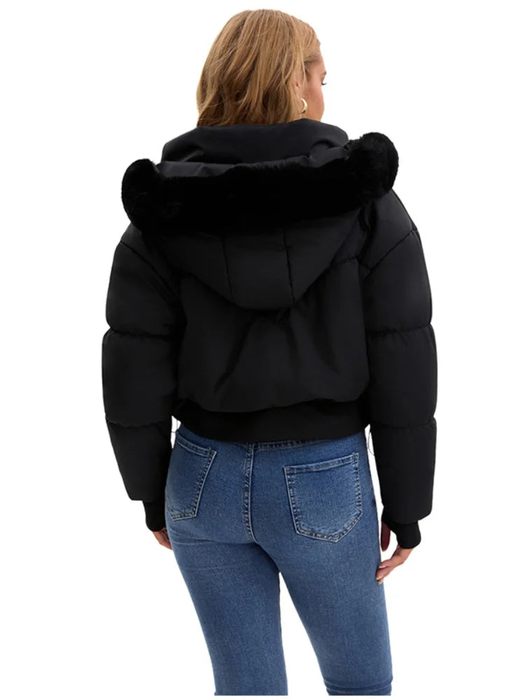 Maëlle | Korte winterjas met capuchon en bontkraag voor dames