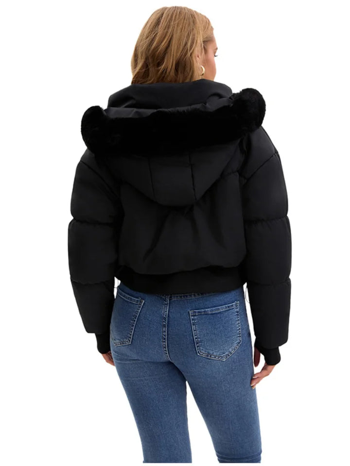 Maëlle | Korte winterjas met capuchon en bontkraag voor dames