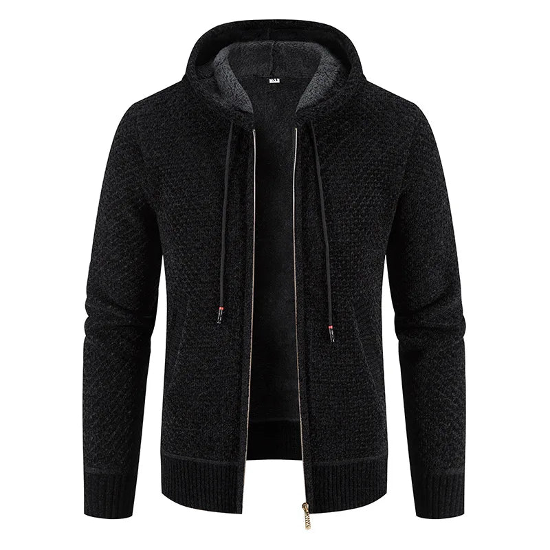 Lucien | Extra warm fleecegevoerde herfst cardigan voor heren met grof breipatroon en stoere uitstraling