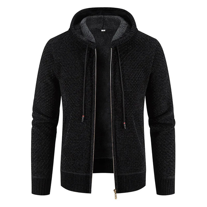 Lucien | Extra warm fleecegevoerde herfst cardigan voor heren met grof breipatroon en stoere uitstraling