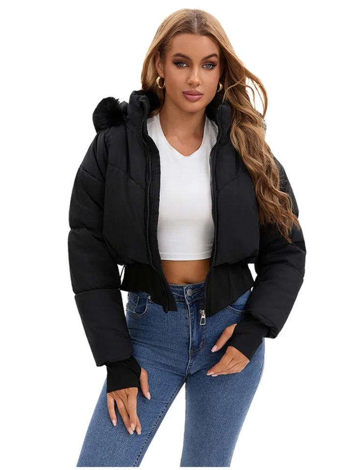 Maëlle | Korte winterjas met capuchon en bontkraag voor dames