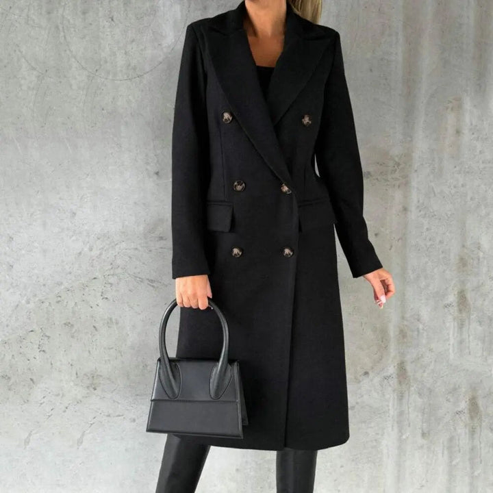 Celeste | Warme elegante wollen herfstjas voor vrouwen met double-breasted silhouet