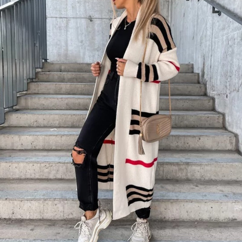 Margot - Lang Gestreept Vest - Winterproof & Oversized