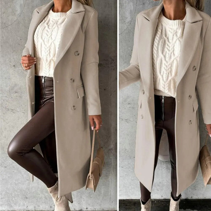 Celeste | Warme elegante wollen herfstjas voor vrouwen met double-breasted silhouet