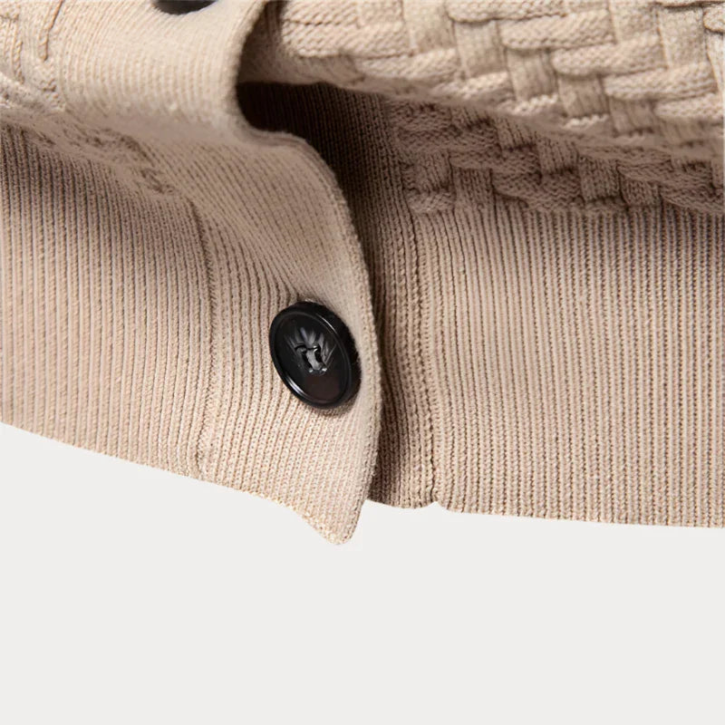 Olivier | Zachte ademende katoenmix herfst cardigan voor heren met V-hals en klassieke knoopsluiting