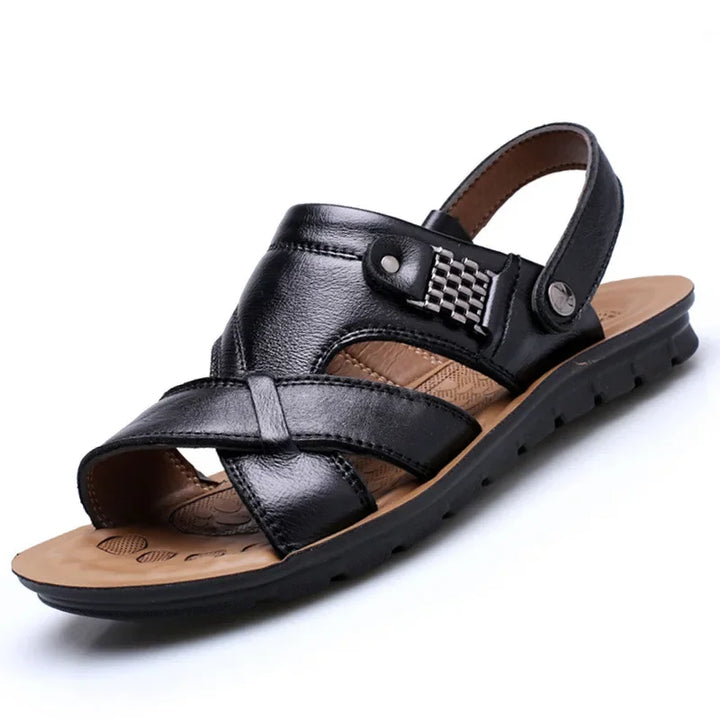 Leren herensandalen met gekruiste banden – stijlvol, comfortabel en perfect voor warme dagen