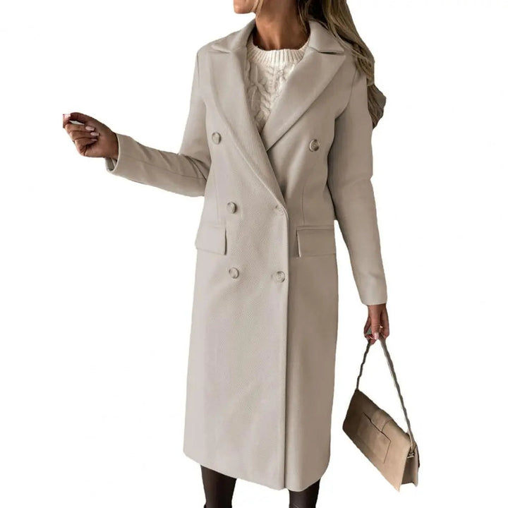 Celeste | Warme elegante wollen herfstjas voor vrouwen met double-breasted silhouet