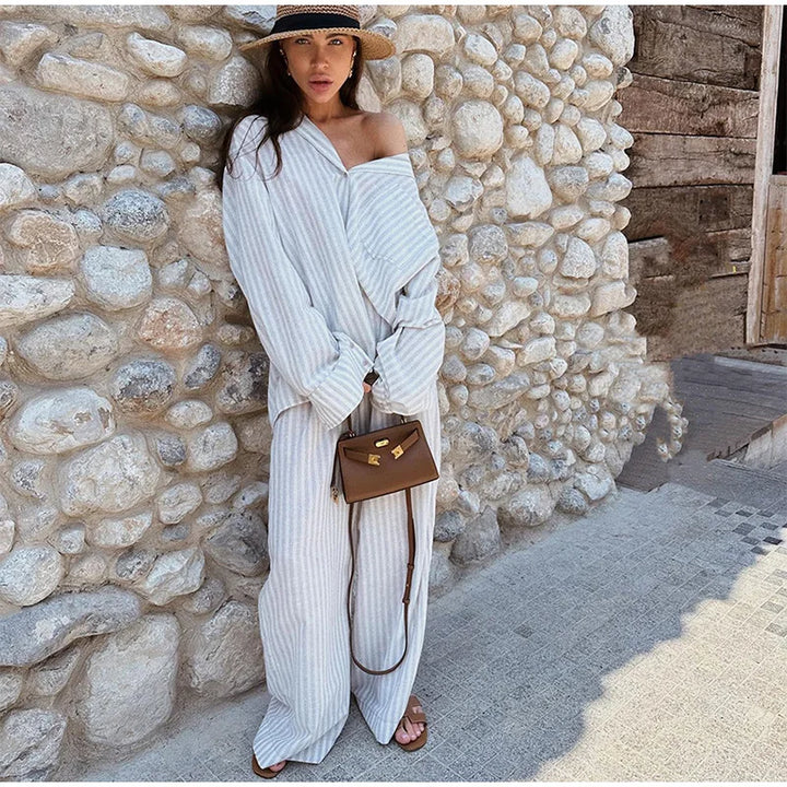 Giselle - Dames Gestreepte Zomer Set - Frisse en Modieuze Tweedelige Outfit