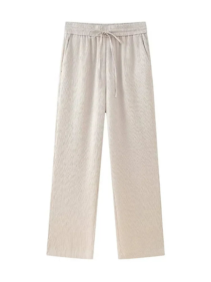 Anouk - Dames Beige Casual Losse Tweedelige Set - Comfortabel en Veelzijdig