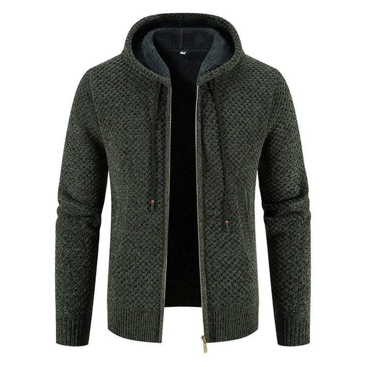Lucien | Extra warm fleecegevoerde herfst cardigan voor heren met grof breipatroon en stoere uitstraling