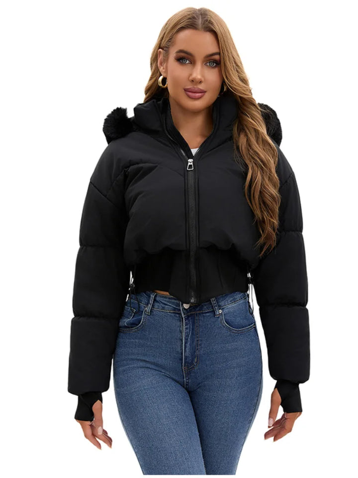 Maëlle | Korte winterjas met capuchon en bontkraag voor dames