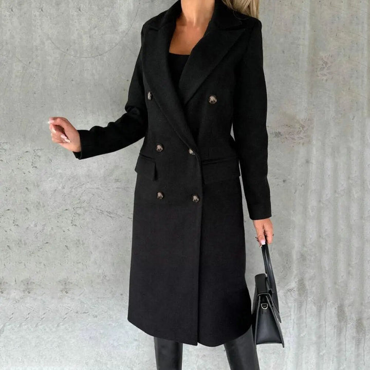 Celeste | Warme elegante wollen herfstjas voor vrouwen met double-breasted silhouet