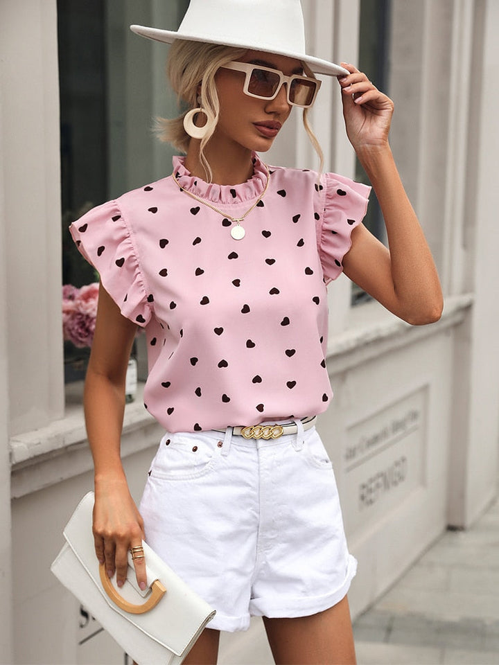 Sienna Damesblouse – Casual Blouse met Opgerolde Mouwen en Knoopsluiting