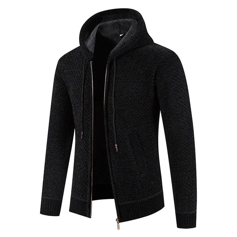 Lucien | Extra warm fleecegevoerde herfst cardigan voor heren met grof breipatroon en stoere uitstraling