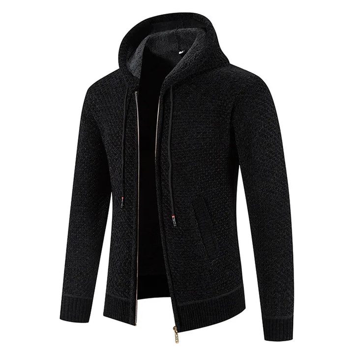 Lucien | Extra warm fleecegevoerde herfst cardigan voor heren met grof breipatroon en stoere uitstraling