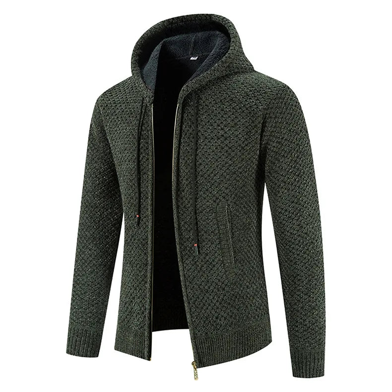 Lucien | Extra warm fleecegevoerde herfst cardigan voor heren met grof breipatroon en stoere uitstraling