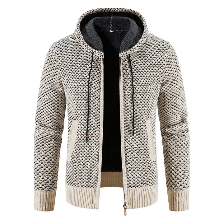 Lucien | Extra warm fleecegevoerde herfst cardigan voor heren met grof breipatroon en stoere uitstraling