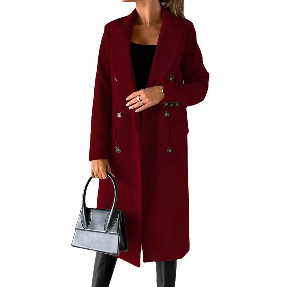 Celeste | Warme elegante wollen herfstjas voor vrouwen met double-breasted silhouet