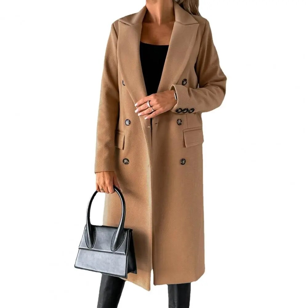 Celeste | Warme elegante wollen herfstjas voor vrouwen met double-breasted silhouet
