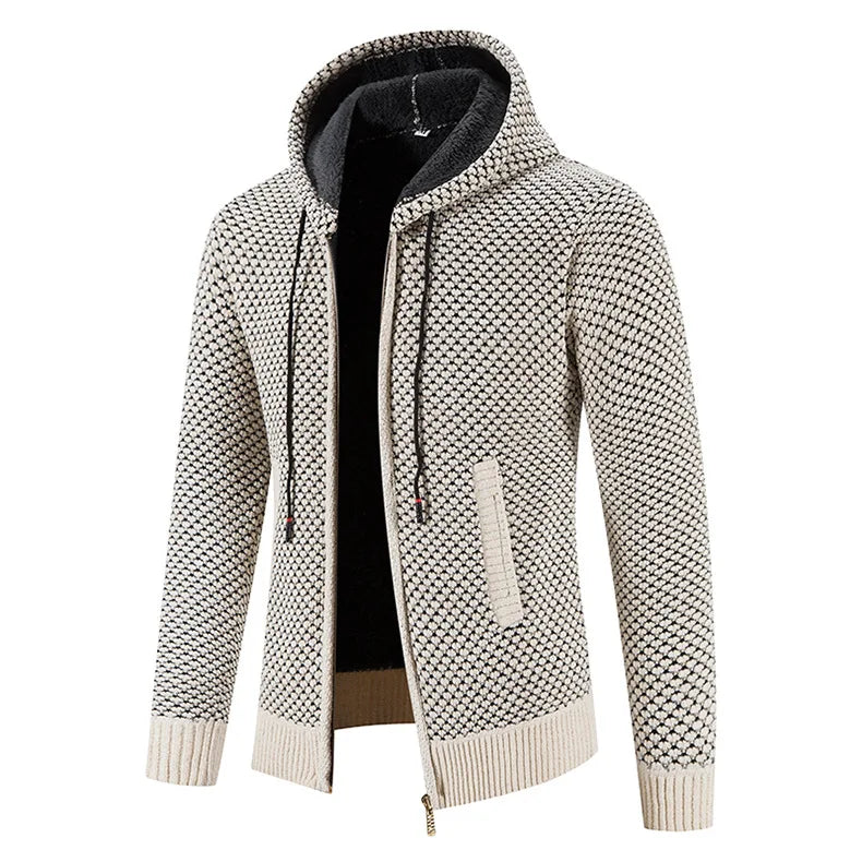 Lucien | Extra warm fleecegevoerde herfst cardigan voor heren met grof breipatroon en stoere uitstraling