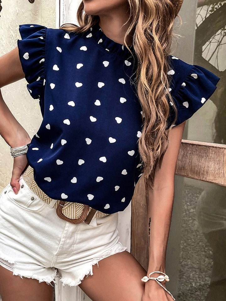 Sienna Damesblouse – Casual Blouse met Opgerolde Mouwen en Knoopsluiting