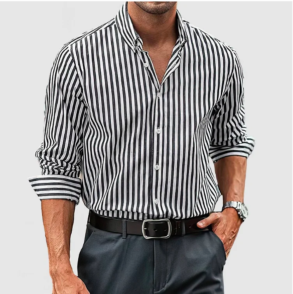 Heren overhemd gestreept – Klassiek katoenen shirt voor een verzorgde en veelzijdige stijl