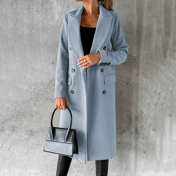 Celeste | Warme elegante wollen herfstjas voor vrouwen met double-breasted silhouet