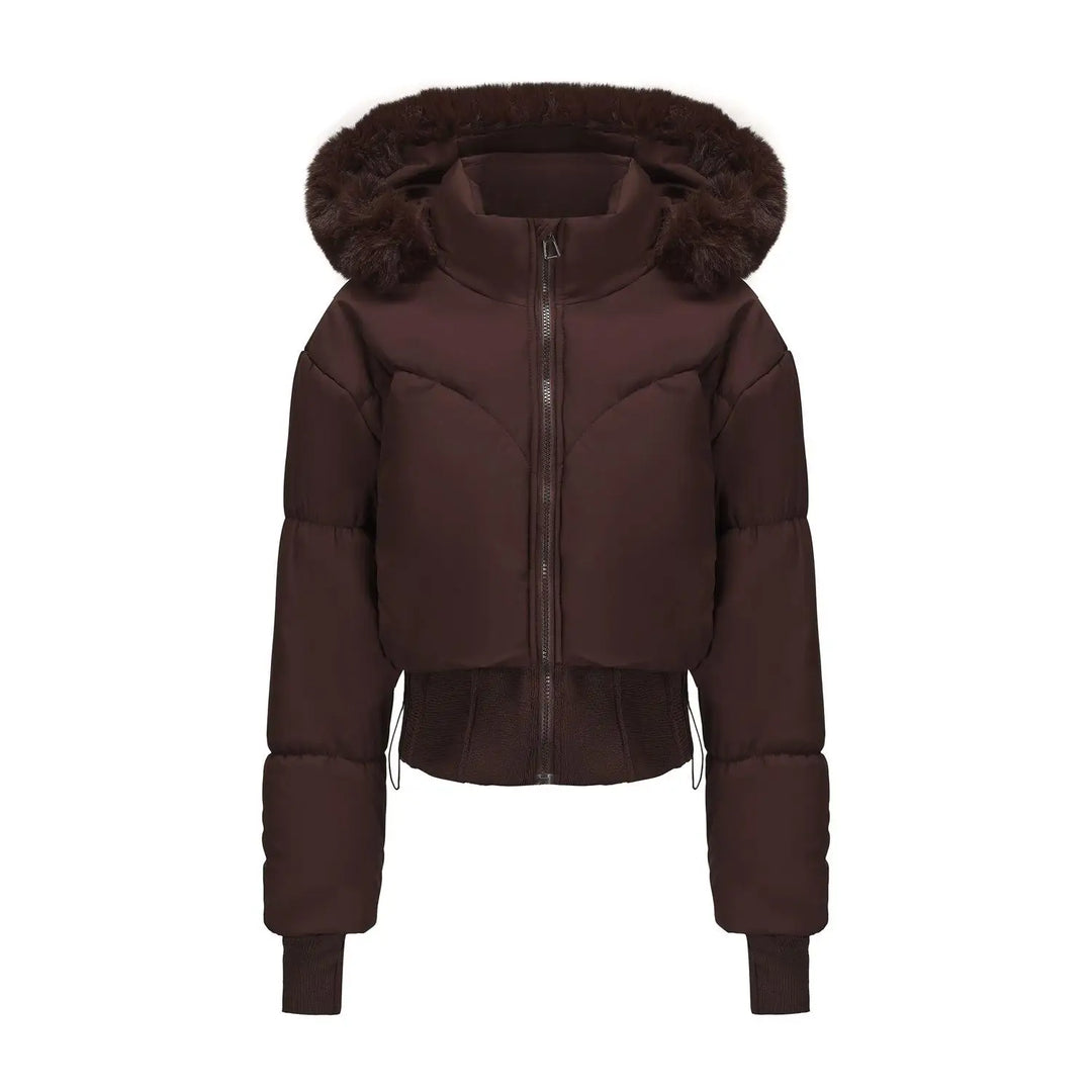 Maëlle | Korte winterjas met capuchon en bontkraag voor dames