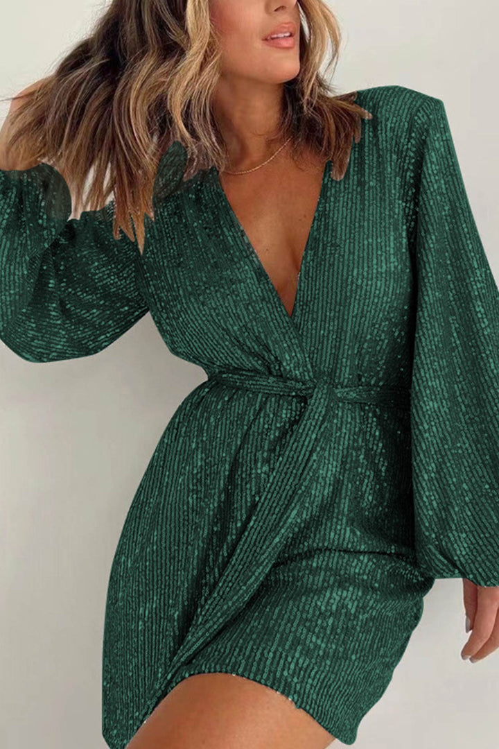 Jill – Pailletten Romper met Striksluiting en V-Hals