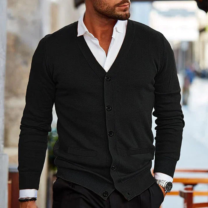 Marc | Zacht duurzaam katoenen herfst cardigan voor heren met casual elegant ontwerp