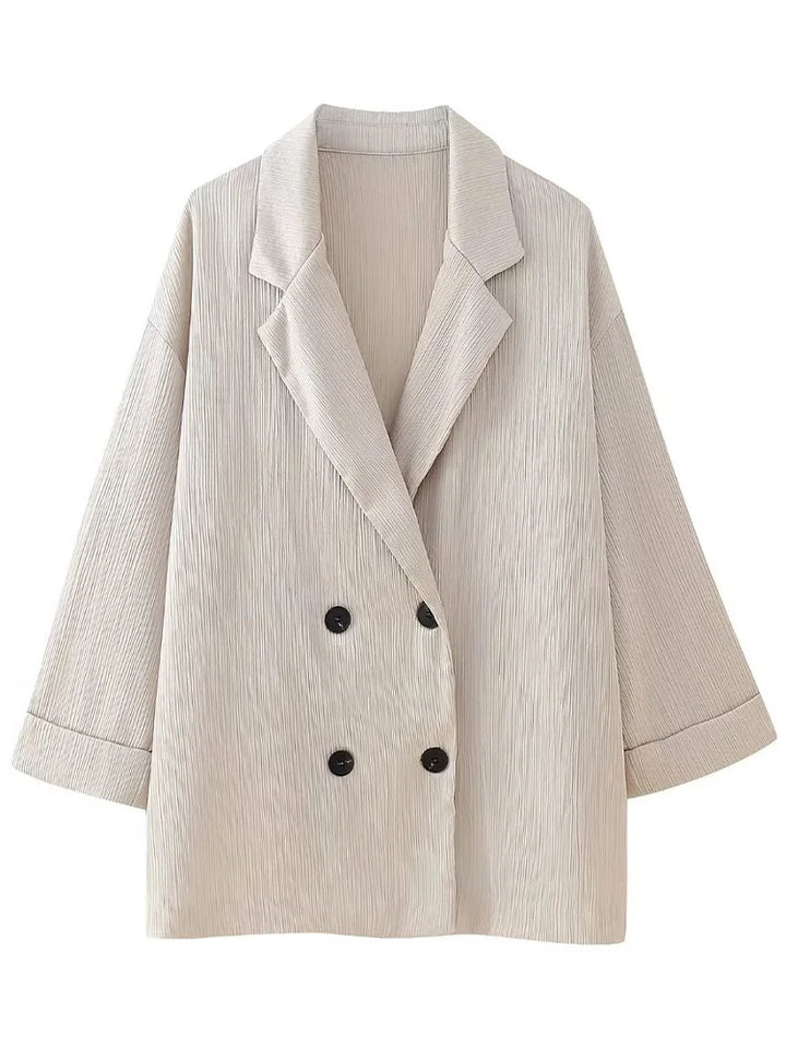 Anouk - Dames Beige Casual Losse Tweedelige Set - Comfortabel en Veelzijdig