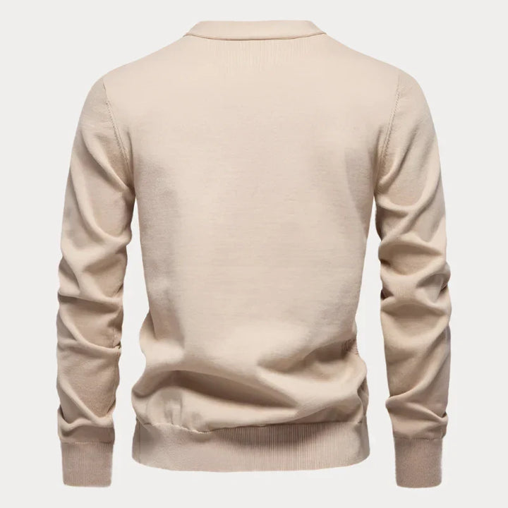 Olivier | Zachte ademende katoenmix herfst cardigan voor heren met V-hals en klassieke knoopsluiting