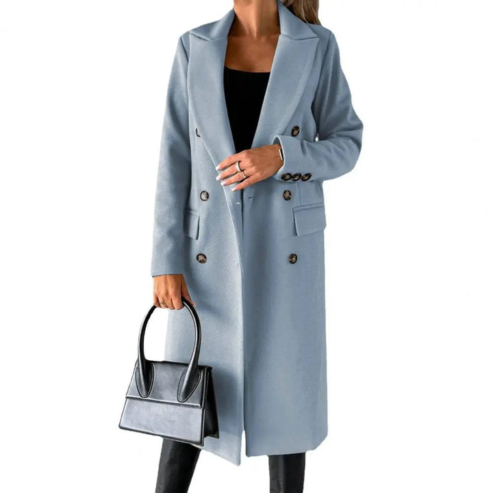 Celeste | Warme elegante wollen herfstjas voor vrouwen met double-breasted silhouet