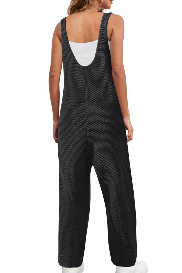Isa – Mouwloze Overalls met U-Hals en Zakken