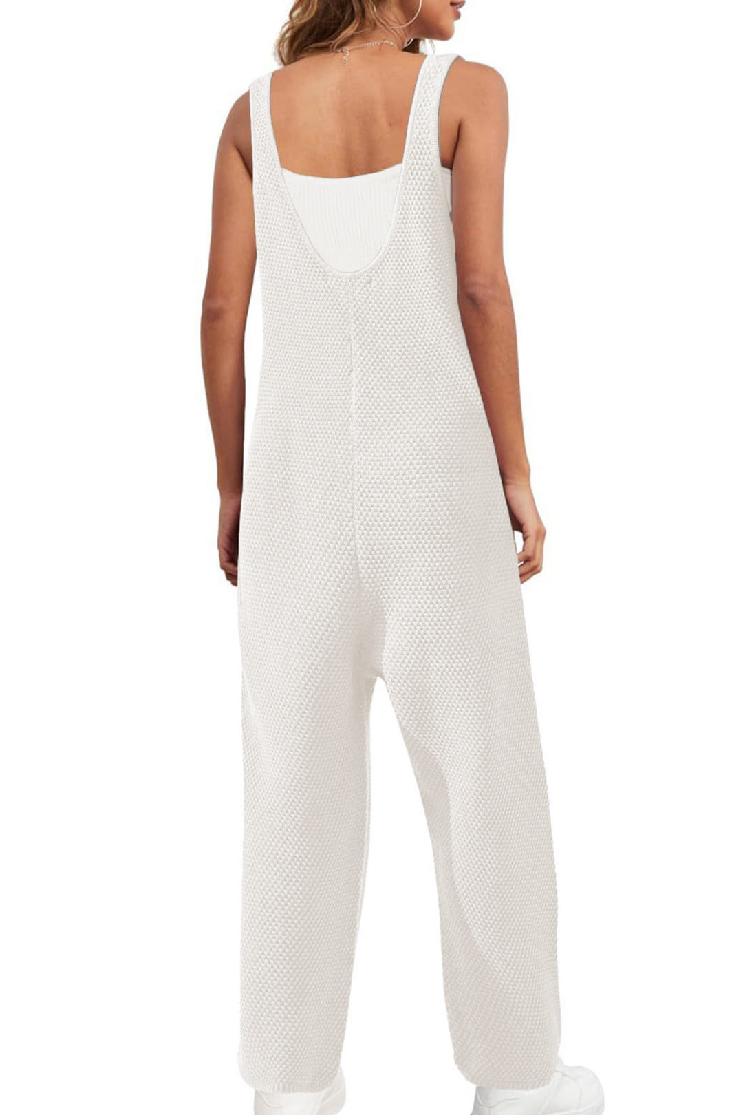 Isa – Mouwloze Overalls met U-Hals en Zakken