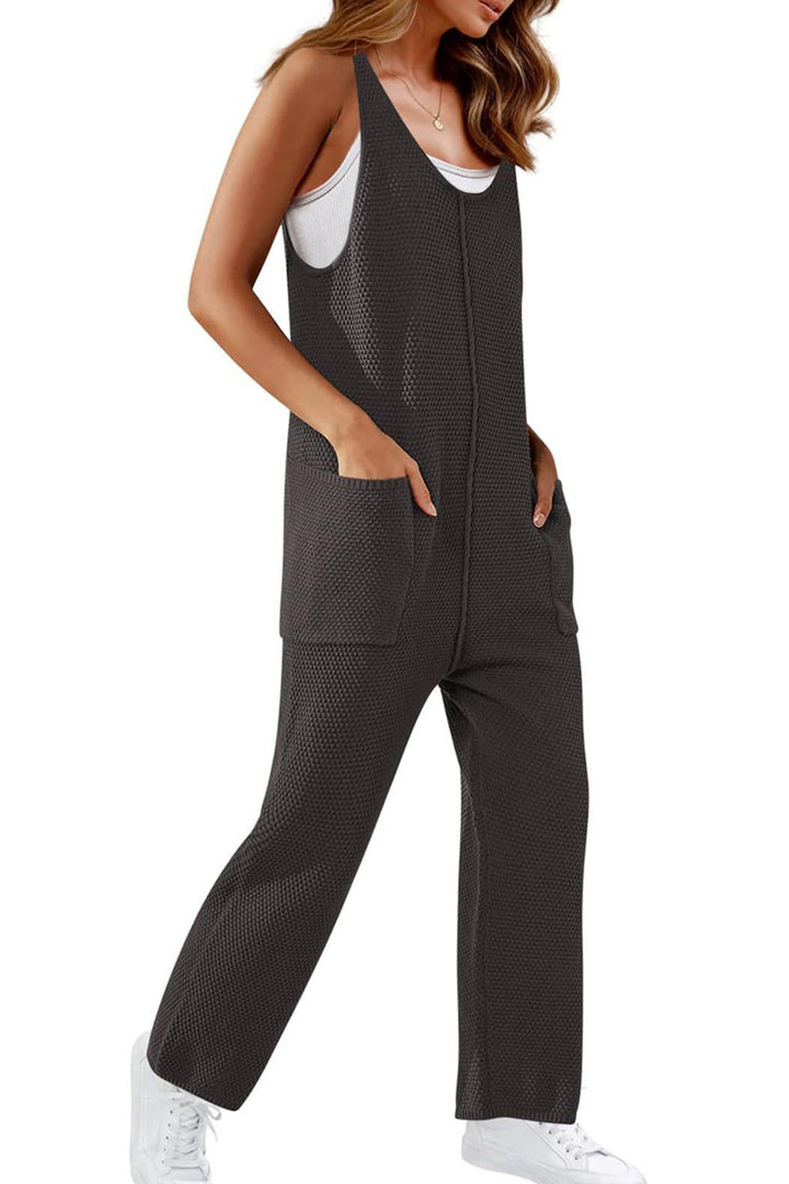 Isa – Mouwloze Overalls met U-Hals en Zakken