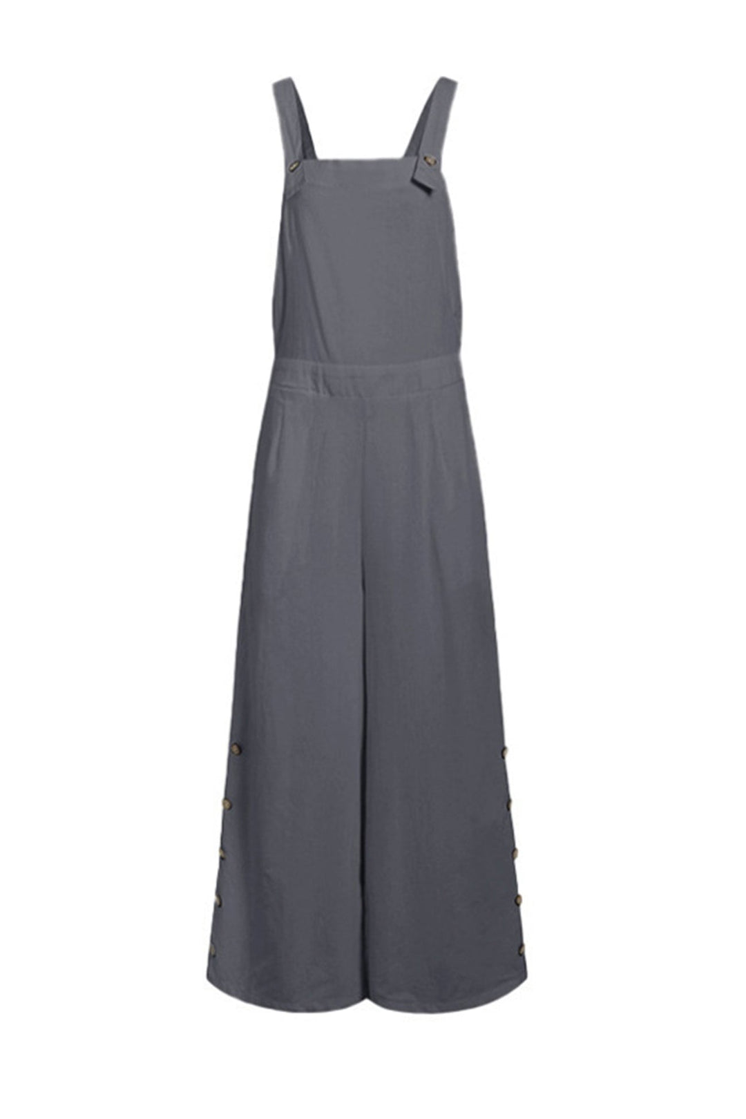 Tess – Mouwloze Jumpsuit met Knoopsluiting en Wijde Pijpen