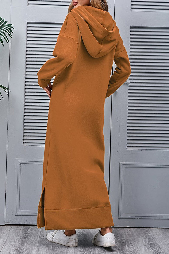 Saar – Hoodie Jurk met Grote Zak en Splitzoom