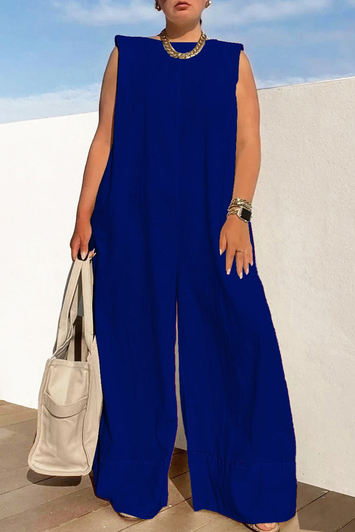 Anouk – Mouwloze Jumpsuit met Rits en Wijde Pijpen