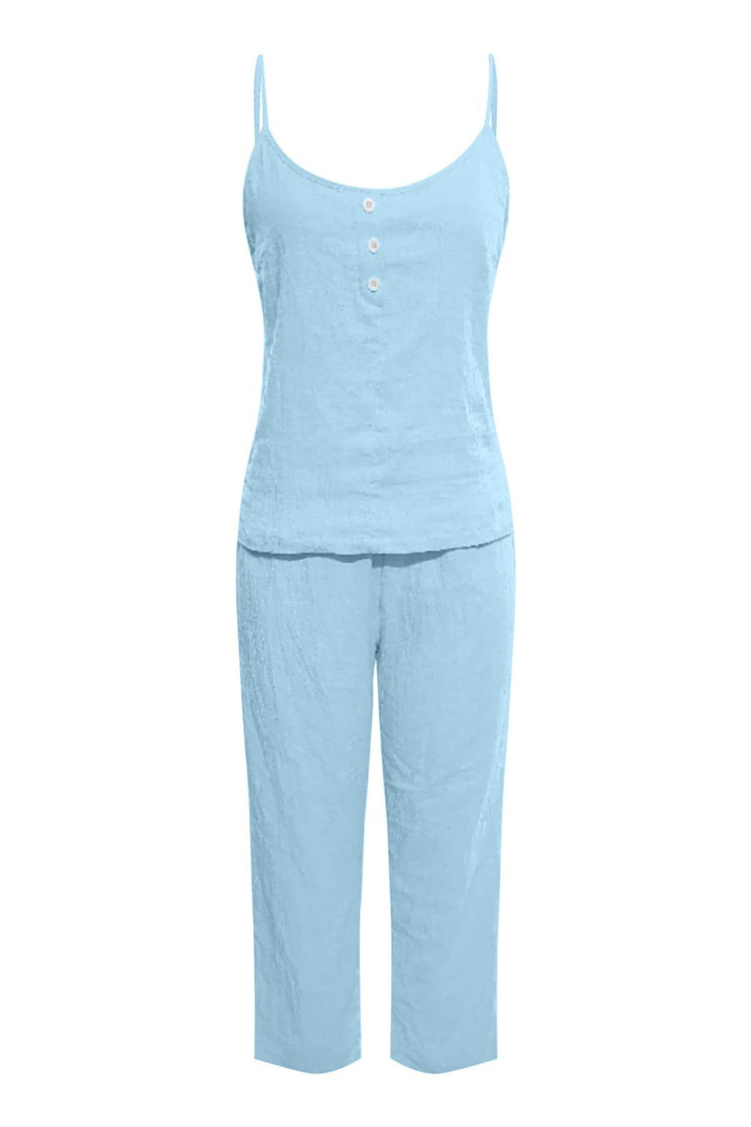 Nina – Katoenen Two-Piece Set met Spaghettibandjes en Lange Broek