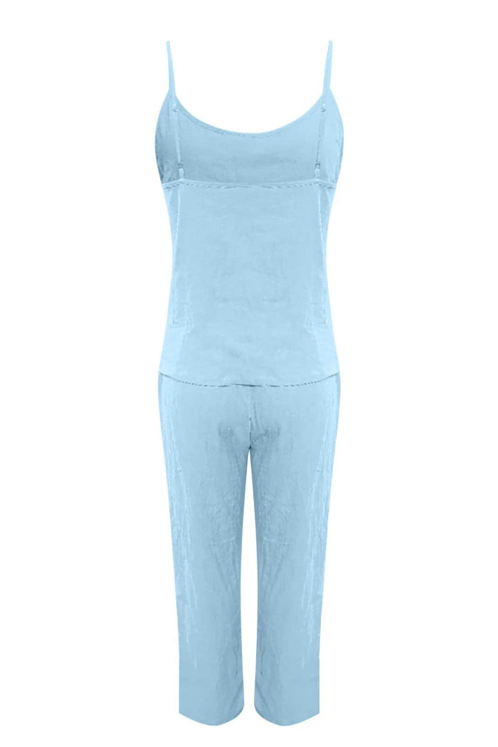Nina – Katoenen Two-Piece Set met Spaghettibandjes en Lange Broek