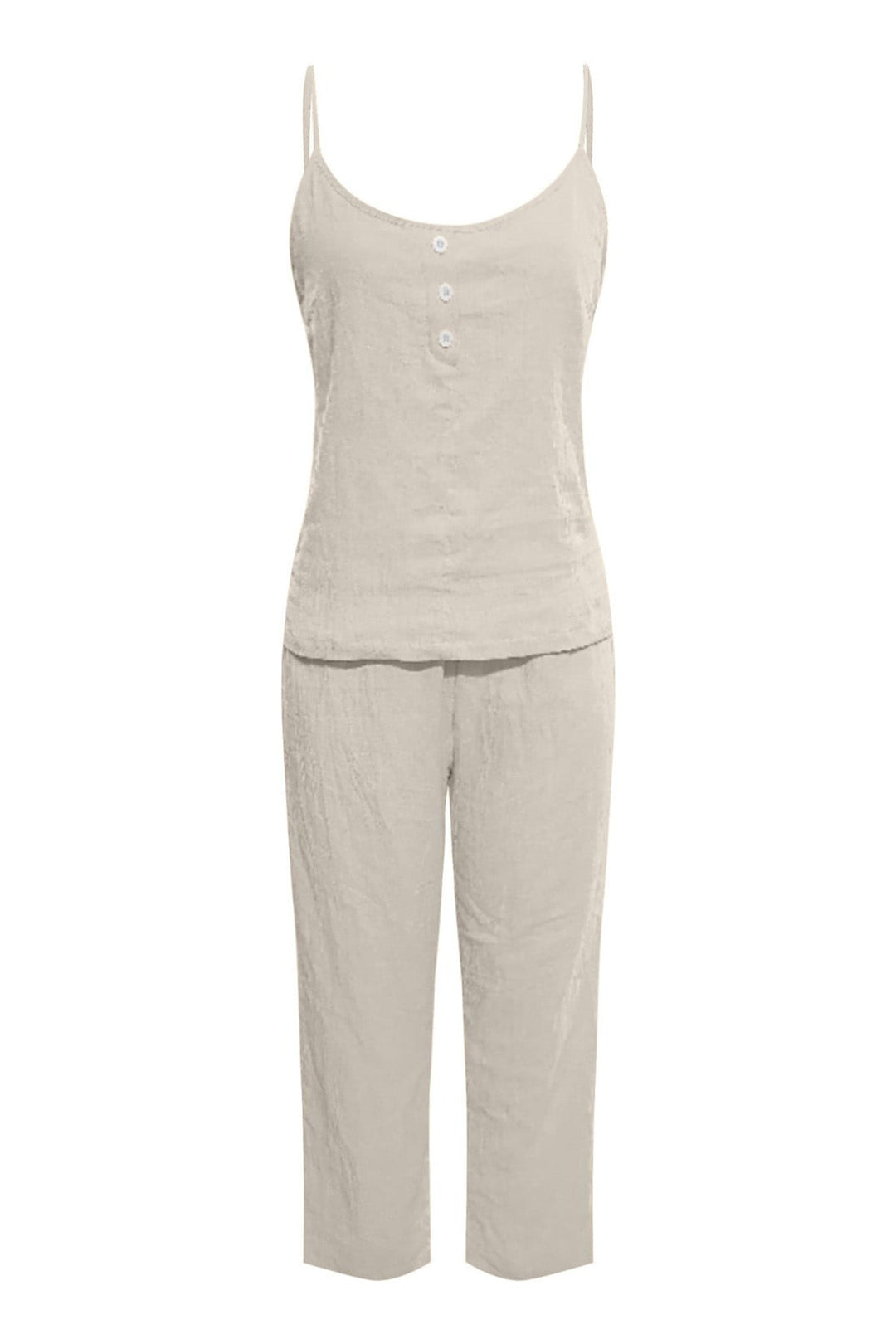 Nina – Katoenen Two-Piece Set met Spaghettibandjes en Lange Broek