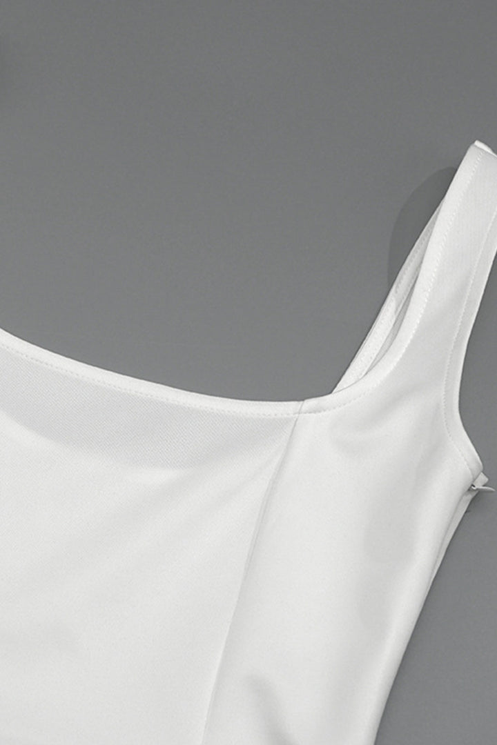 Milou – Mouwloze Maxi Jurk met Corset en Vierkante Halslijn