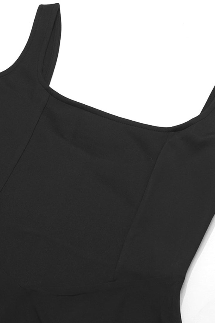 Milou – Mouwloze Maxi Jurk met Corset en Vierkante Halslijn