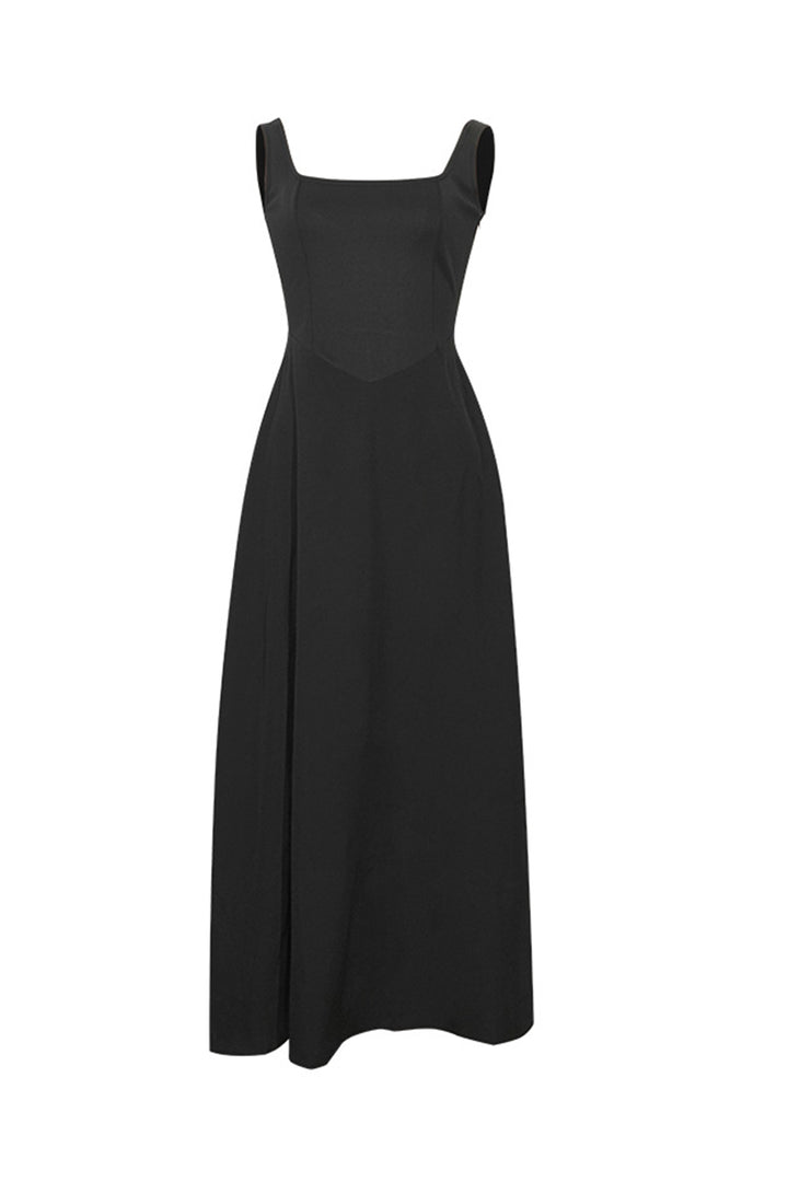 Milou – Mouwloze Maxi Jurk met Corset en Vierkante Halslijn