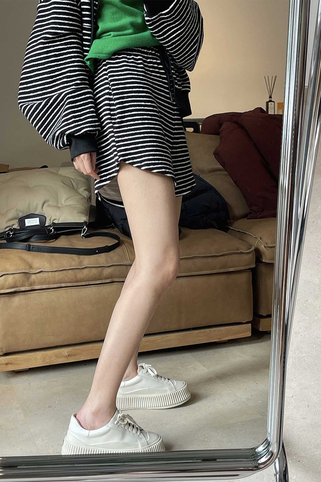 Noor – Losse Gestreepte Shorts met Elastische Taille