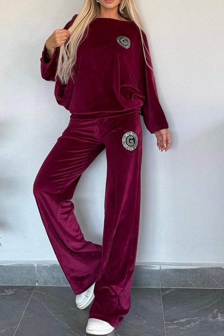 Lara – Suèdelook Two-Piece Set met Vleermuismouwen