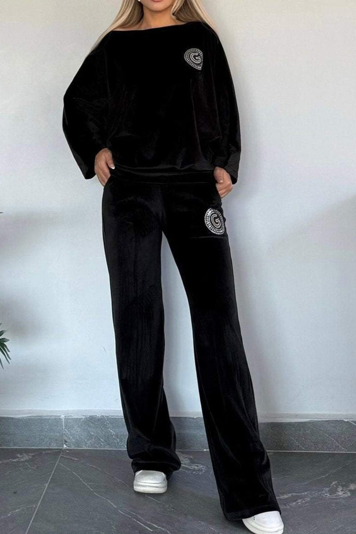 Lara – Suèdelook Two-Piece Set met Vleermuismouwen
